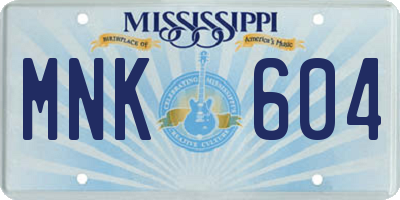 MS license plate MNK604
