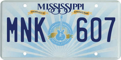 MS license plate MNK607