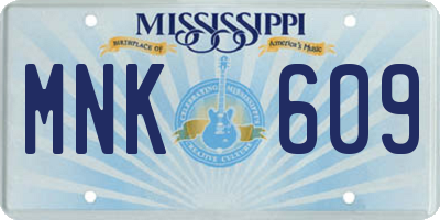 MS license plate MNK609