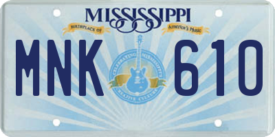 MS license plate MNK610