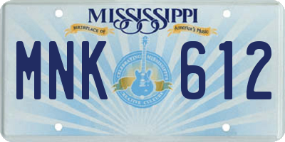 MS license plate MNK612