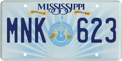 MS license plate MNK623