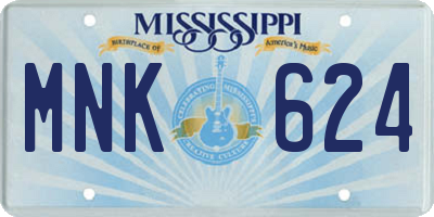MS license plate MNK624