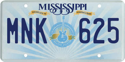 MS license plate MNK625
