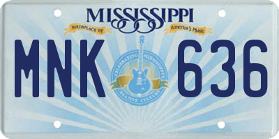 MS license plate MNK636