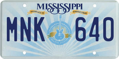 MS license plate MNK640