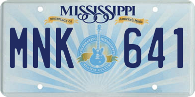 MS license plate MNK641