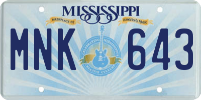 MS license plate MNK643