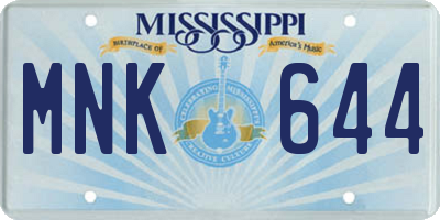 MS license plate MNK644