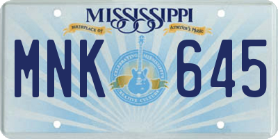 MS license plate MNK645