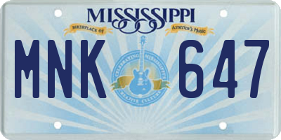 MS license plate MNK647