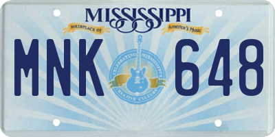 MS license plate MNK648