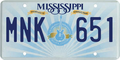 MS license plate MNK651