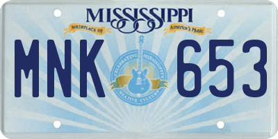 MS license plate MNK653