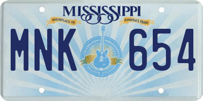 MS license plate MNK654
