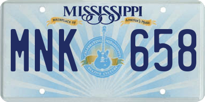 MS license plate MNK658