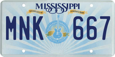 MS license plate MNK667