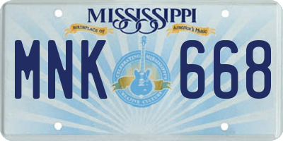 MS license plate MNK668
