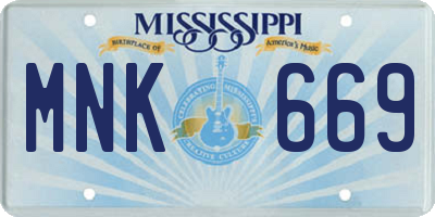 MS license plate MNK669