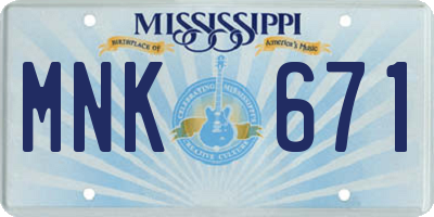 MS license plate MNK671