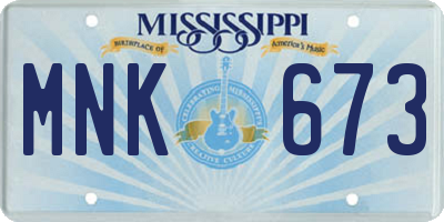 MS license plate MNK673