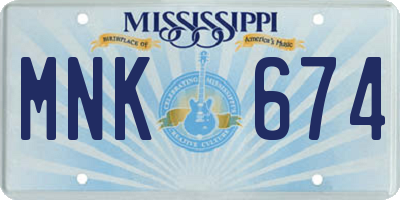 MS license plate MNK674