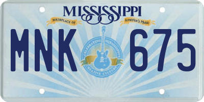 MS license plate MNK675