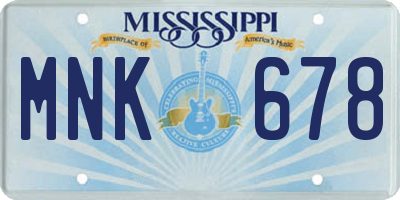 MS license plate MNK678