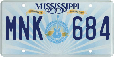 MS license plate MNK684