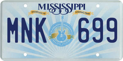 MS license plate MNK699