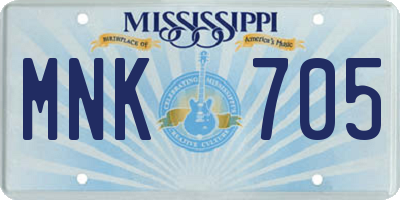MS license plate MNK705