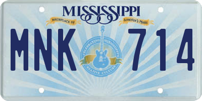 MS license plate MNK714
