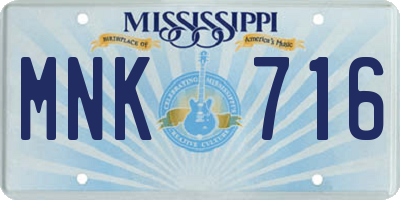 MS license plate MNK716