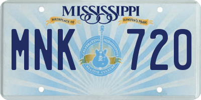 MS license plate MNK720
