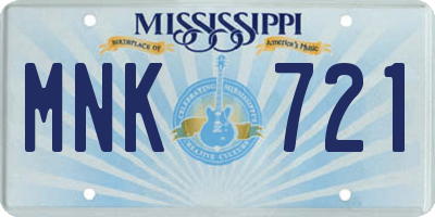 MS license plate MNK721