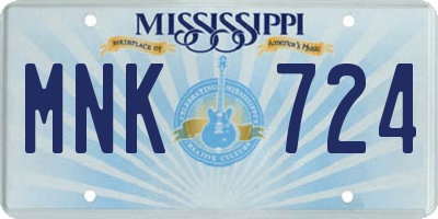 MS license plate MNK724