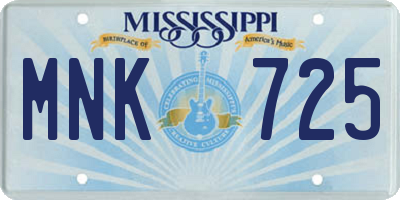 MS license plate MNK725