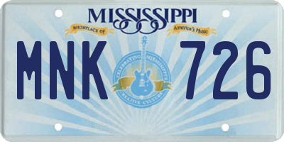 MS license plate MNK726