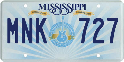 MS license plate MNK727