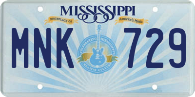 MS license plate MNK729
