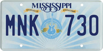 MS license plate MNK730