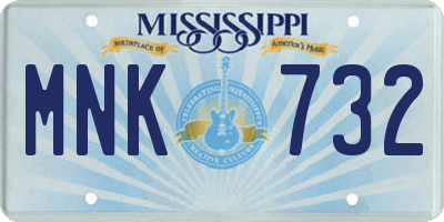MS license plate MNK732