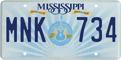 MS license plate MNK734