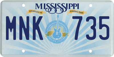 MS license plate MNK735