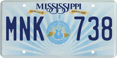 MS license plate MNK738