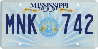 MS license plate MNK742