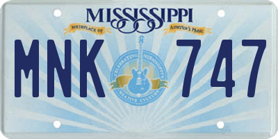 MS license plate MNK747