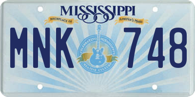 MS license plate MNK748