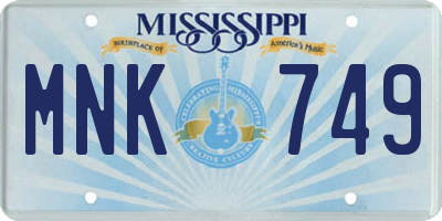 MS license plate MNK749