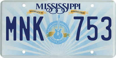 MS license plate MNK753
